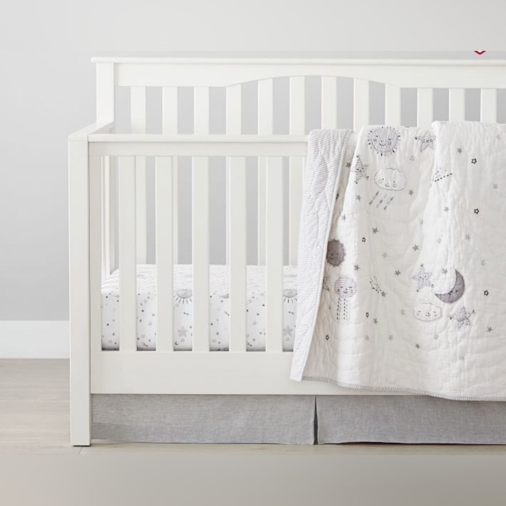 Pottery barn kids organic Skye baby star bedding set with Finley bed skirt